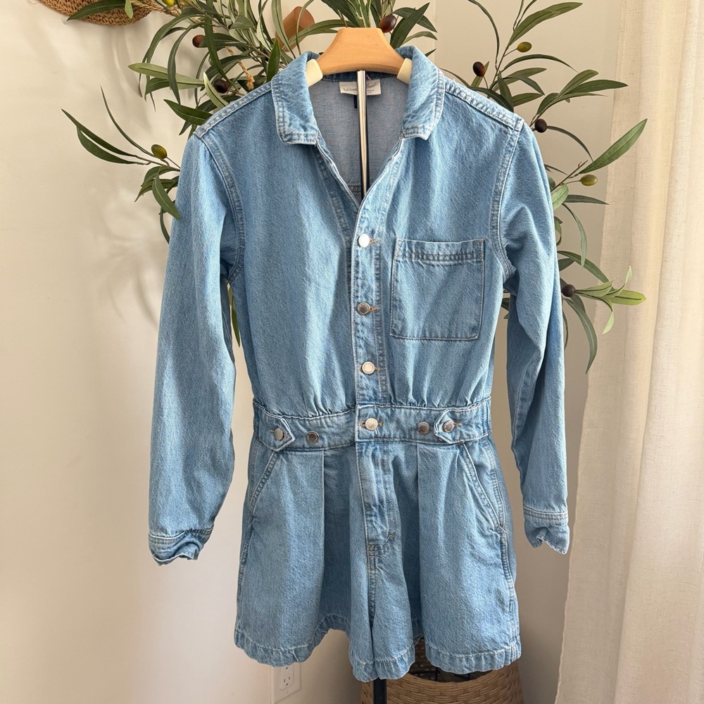 Universal Thread Denim Romper Utility Button Front Size 4 - Picture 2 of 13
